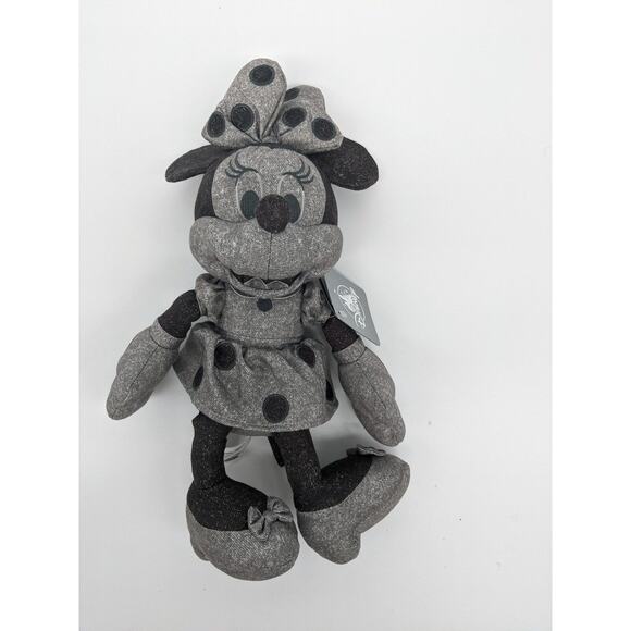 Disney Other - Disney Parks - Black & White Denim Minnie Mouse Plush - Medium - 15"